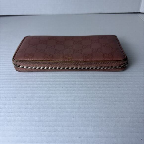 GUCCI Guccissima Leather Zip Around Wallet Pink - Picture 7 of 14